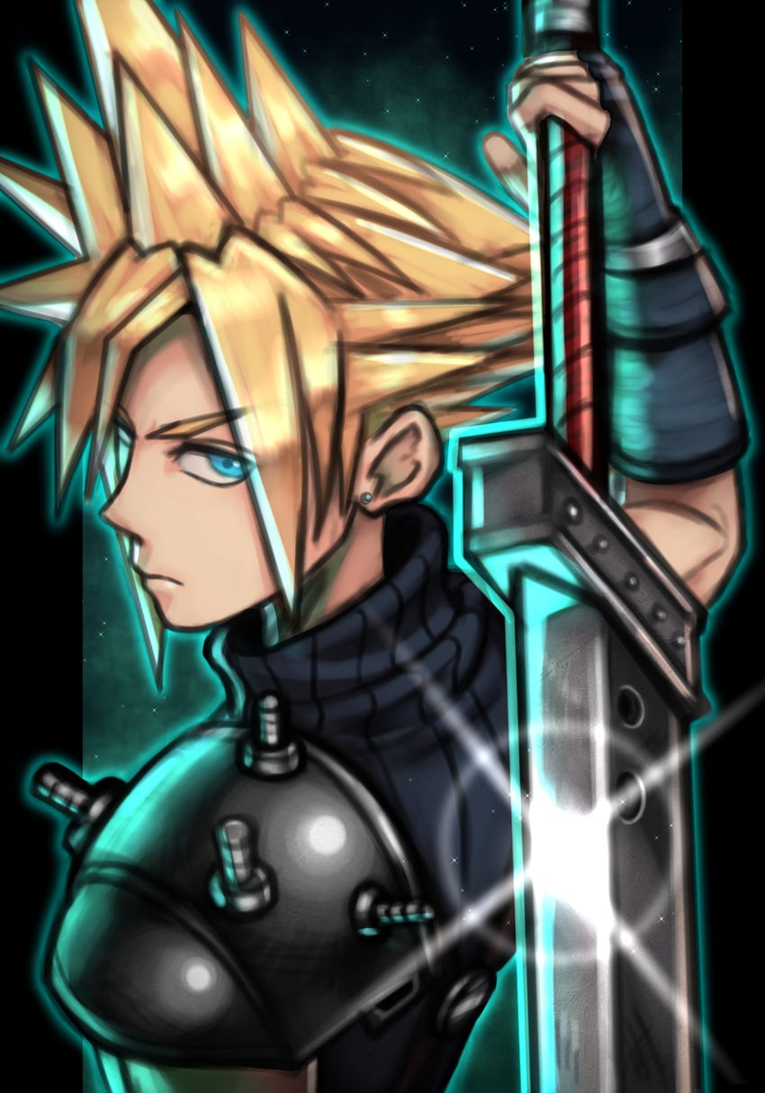 cloud strife (final fantasy and 1 more) drawn by silverchariotx