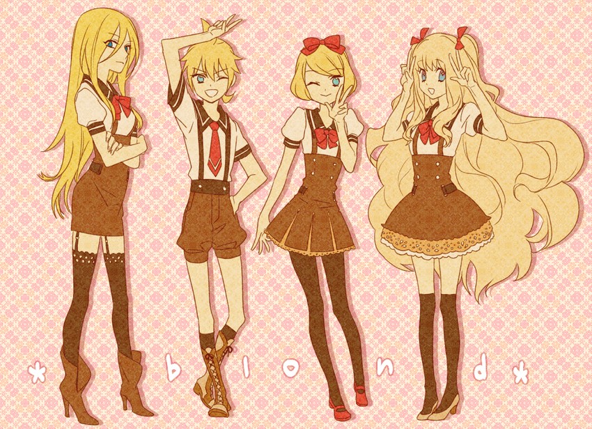 kagamine rin, kagamine len, seeu, and lily (vocaloid) drawn by chloe2021