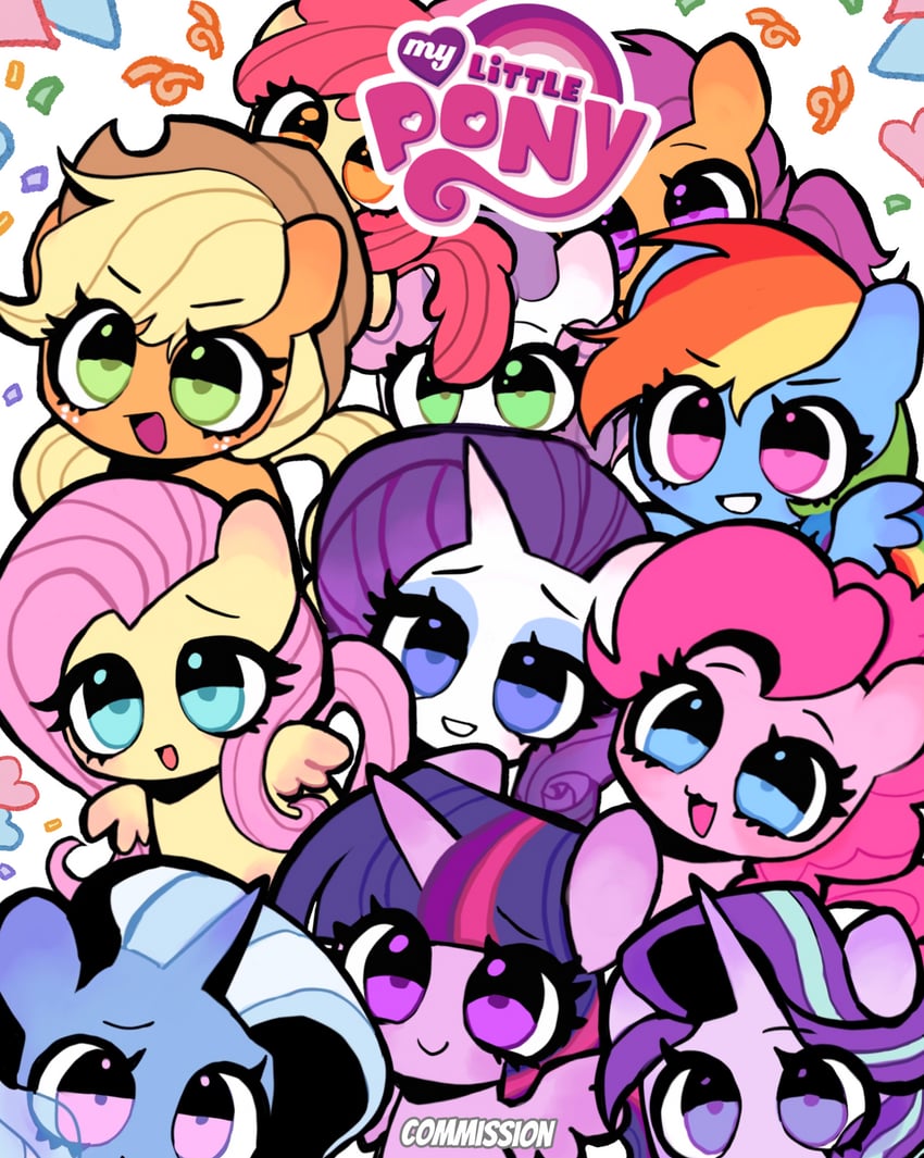 twilight sparkle, fluttershy, rainbow dash, pinkie pie, applejack, and 6 more (my little pony and 1 more) drawn by brucebrandon