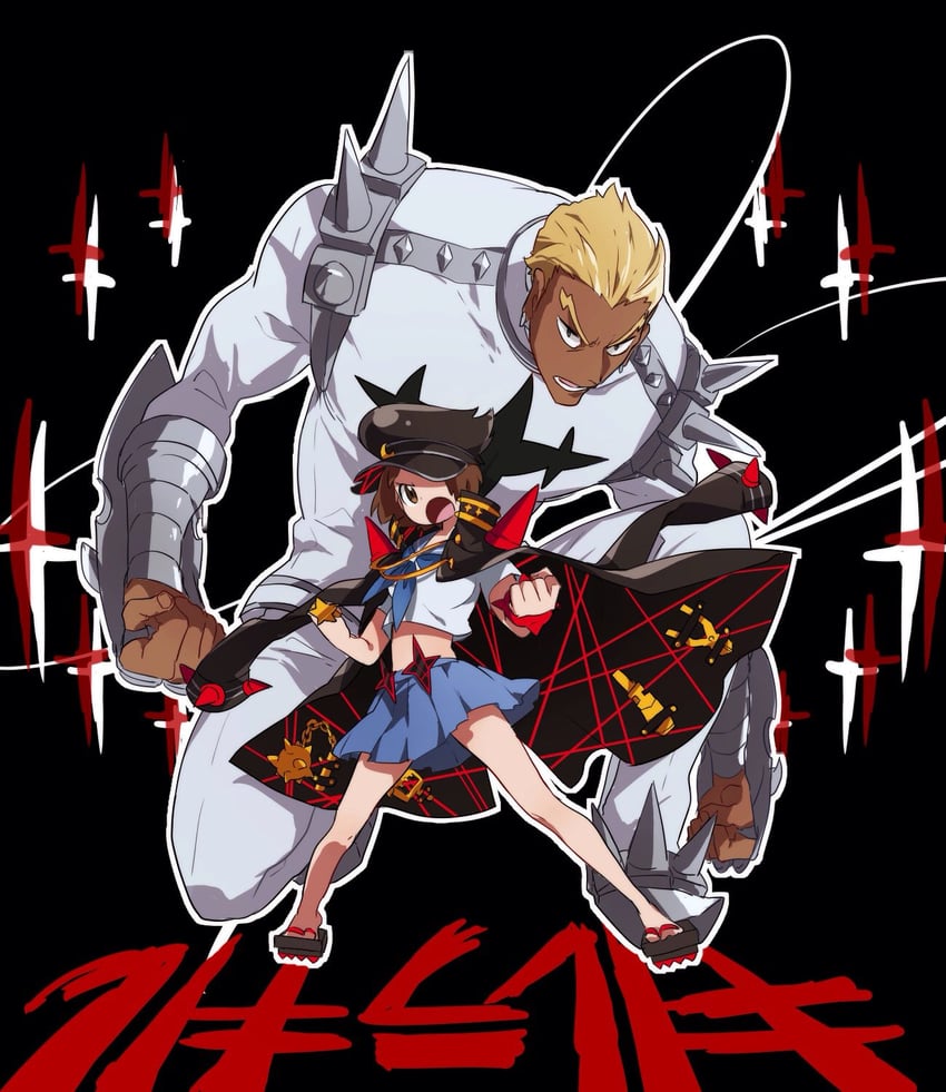 mankanshoku mako and gamagoori ira (kill la kill) drawn by kayasamad