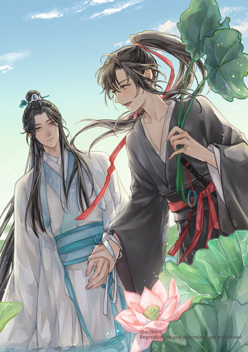 wei wuxian and lan wangji (modao zushi) drawn by w2biiro