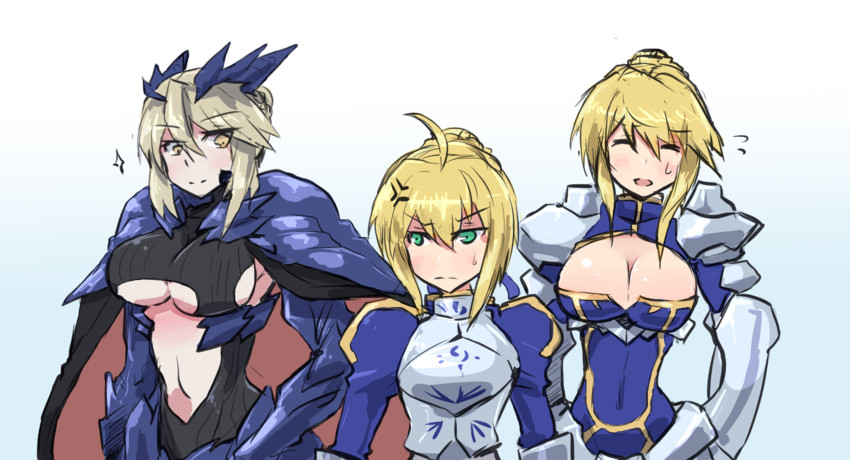 artoria pendragon and saber (fate and 2 more) drawn by depo_(typebaby505)