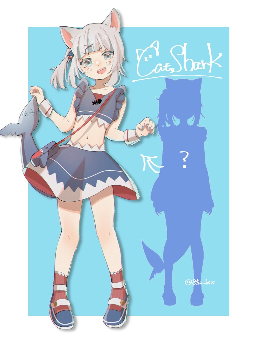 gawr gura (hololive and 1 more) drawn by 852_box