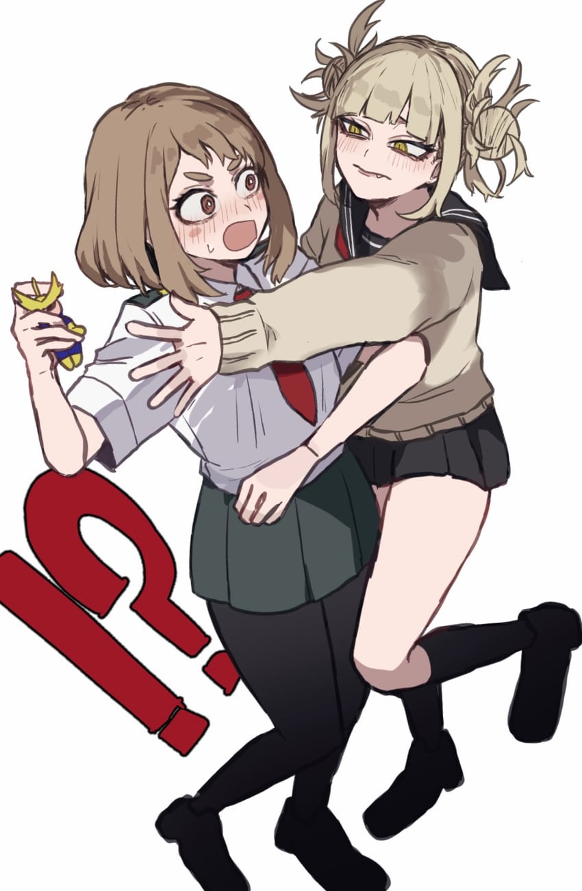 uraraka ochaco, toga himiko, and all might (boku no hero academia) drawn by ametaro_(ixxxzu)