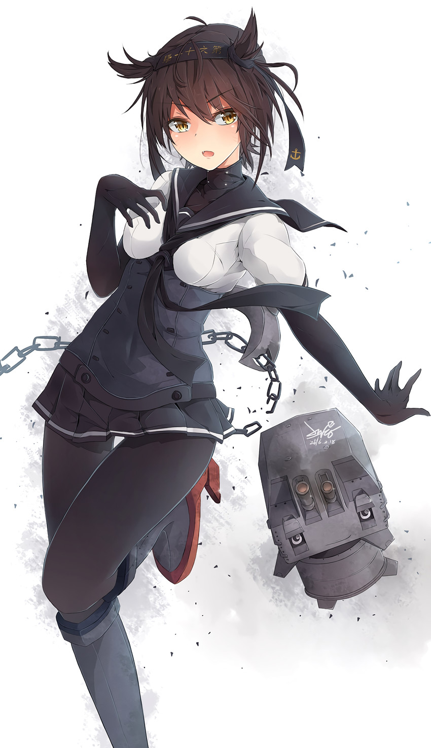 hatsuzuki and chou-10cm-hou-chan (kantai collection) drawn by jenson_tw