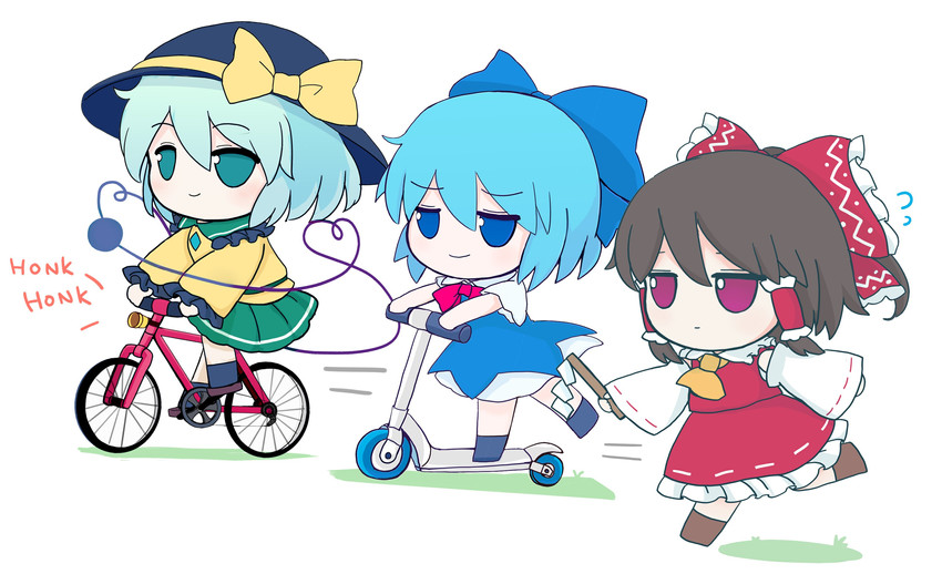 hakurei reimu, komeiji koishi, and cirno (touhou) drawn by azuma_meri