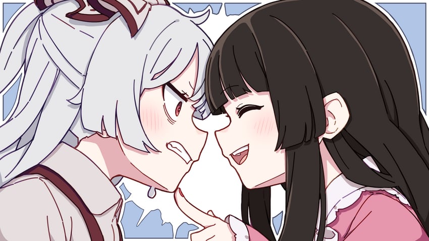 fujiwara no mokou and houraisan kaguya (touhou) drawn by kame_(kamepan44231)