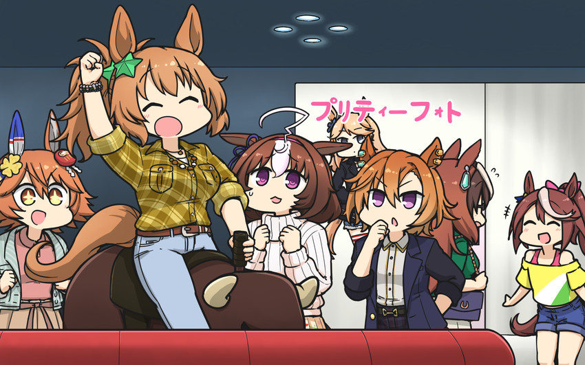 tokai teio, symboli rudolf, t.m. opera o, meisho doto, matikanefukukitaru, and 2 more (umamusume) drawn by hamu_koutarou