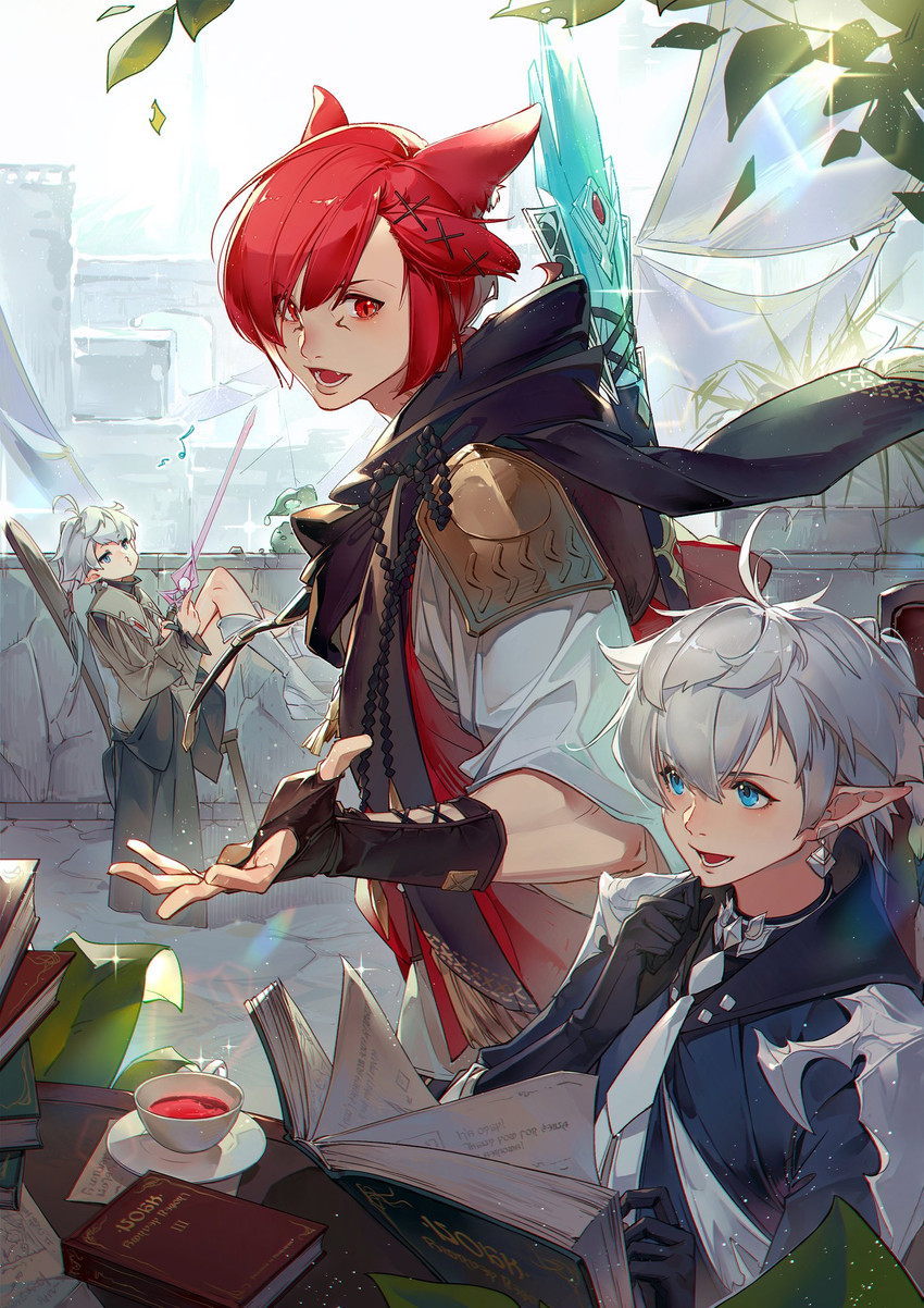 g'raha tia, alisaie leveilleur, and alphinaud leveilleur (final fantasy and 1 more) drawn by crow0cc