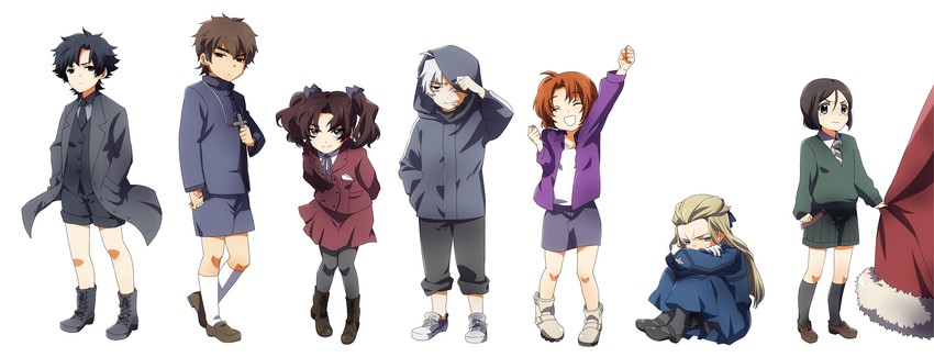 kotomine kirei, iskandar, waver velvet, emiya kiritsugu, matou kariya, and 3 more (fate and 1 more) drawn by machi_ojisan