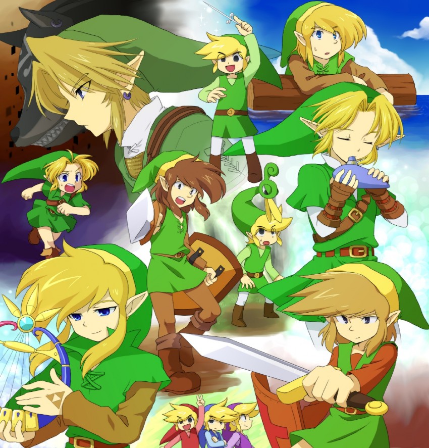 link, toon link, young link, and ezlo (the legend of zelda and 6 more) drawn by hanjuku_tomato