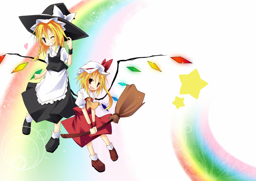 kirisame marisa and flandre scarlet (touhou) drawn by hinata_ichi