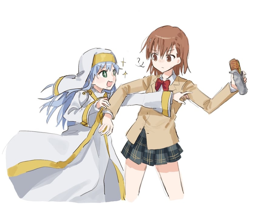 misaka mikoto and index (toaru majutsu no index and 1 more) drawn by nyangpa_1223