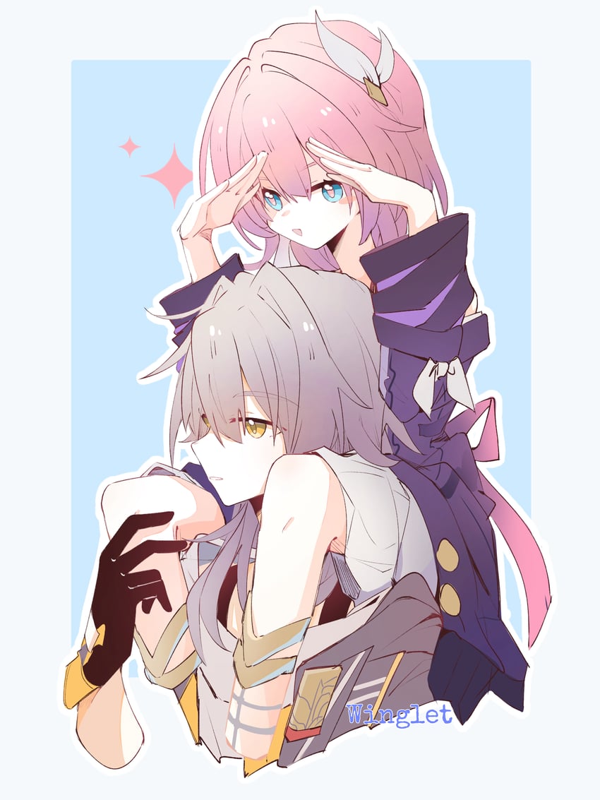 trailblazer, stelle, and cyrene (honkai and 1 more) drawn by nitianxiaoyi