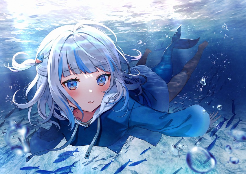 gawr gura (hololive and 1 more) drawn by kura_noi