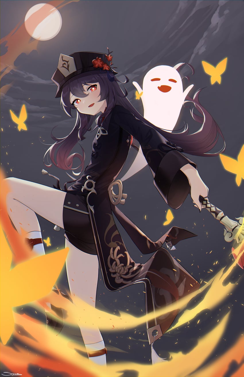 hu tao and boo tao (genshin impact) drawn by steeb