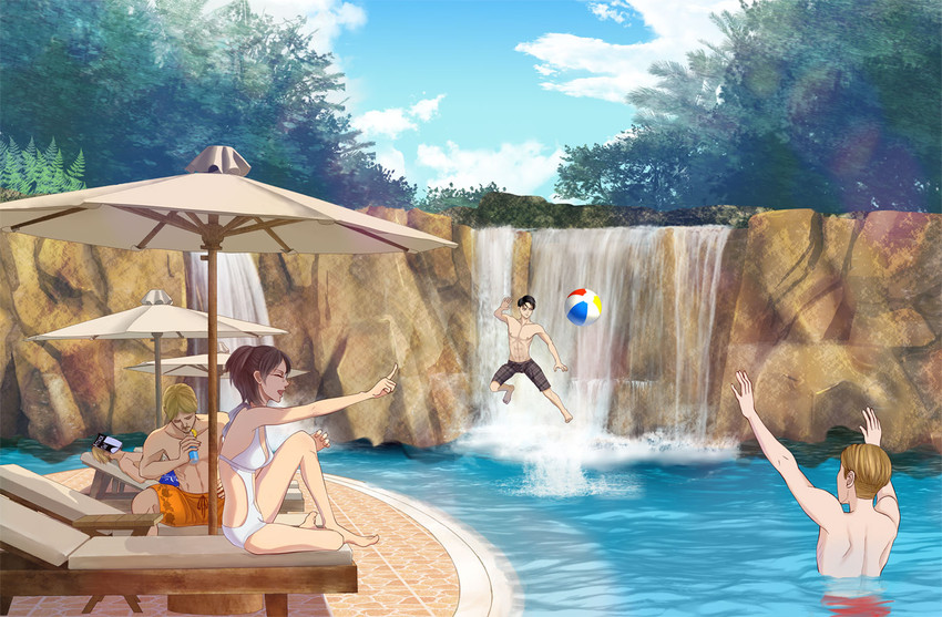 levi, hange zoe, and erwin smith (shingeki no kyojin) drawn by luna_173