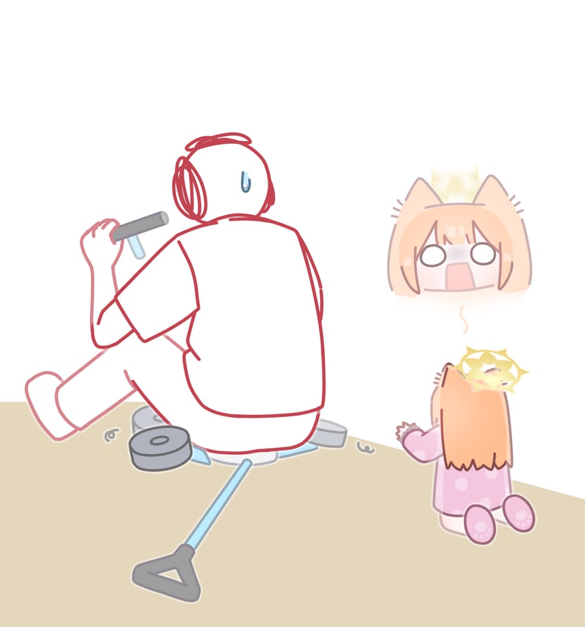 sensei, doodle sensei, and mari (blue archive) drawn by horuhara