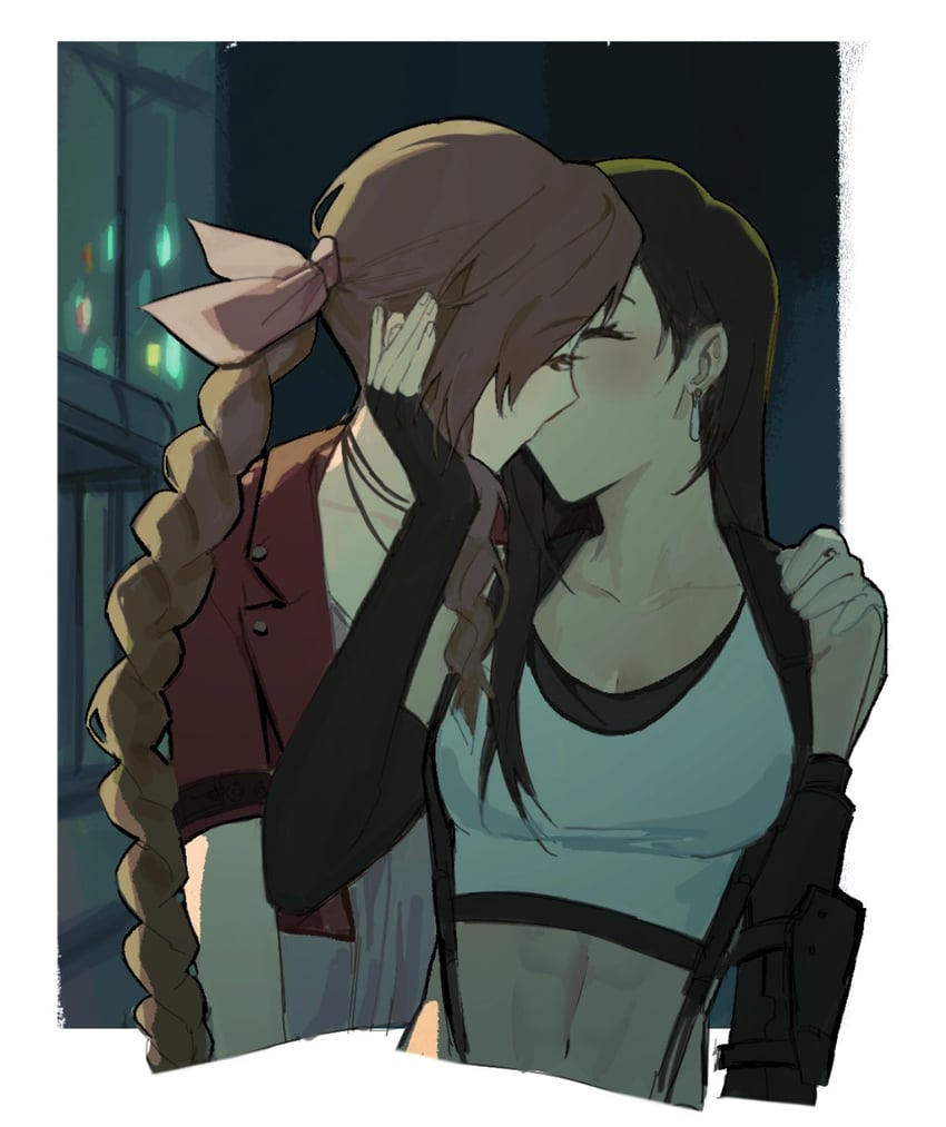 tifa lockhart and aerith gainsborough (final fantasy and 2 more) drawn by hel_6