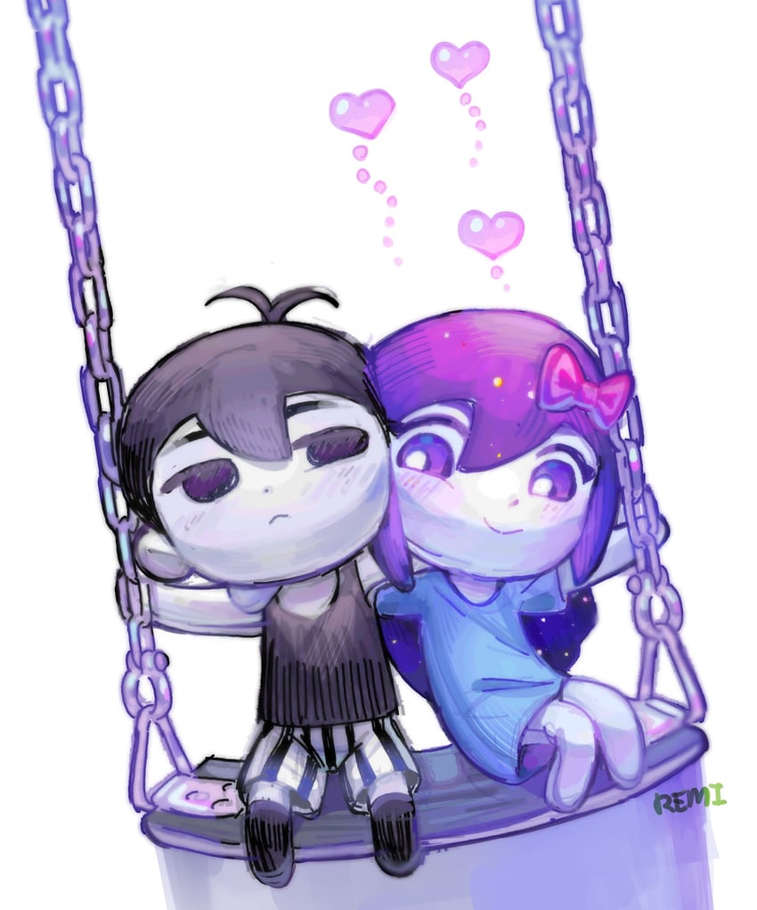 omori and aubrey (omori) drawn by remi_(mozzaremi)
