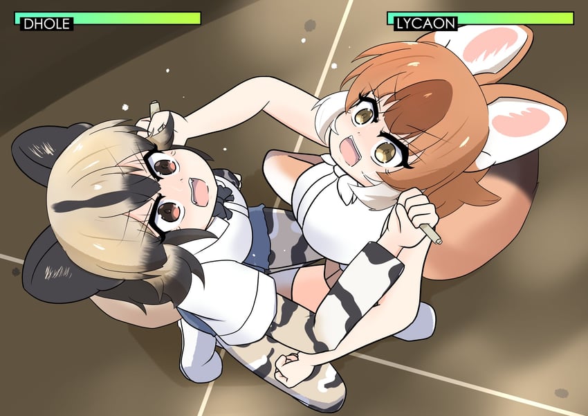 dhole and african wild dog (kemono friends and 2 more) drawn by seikyoaoi