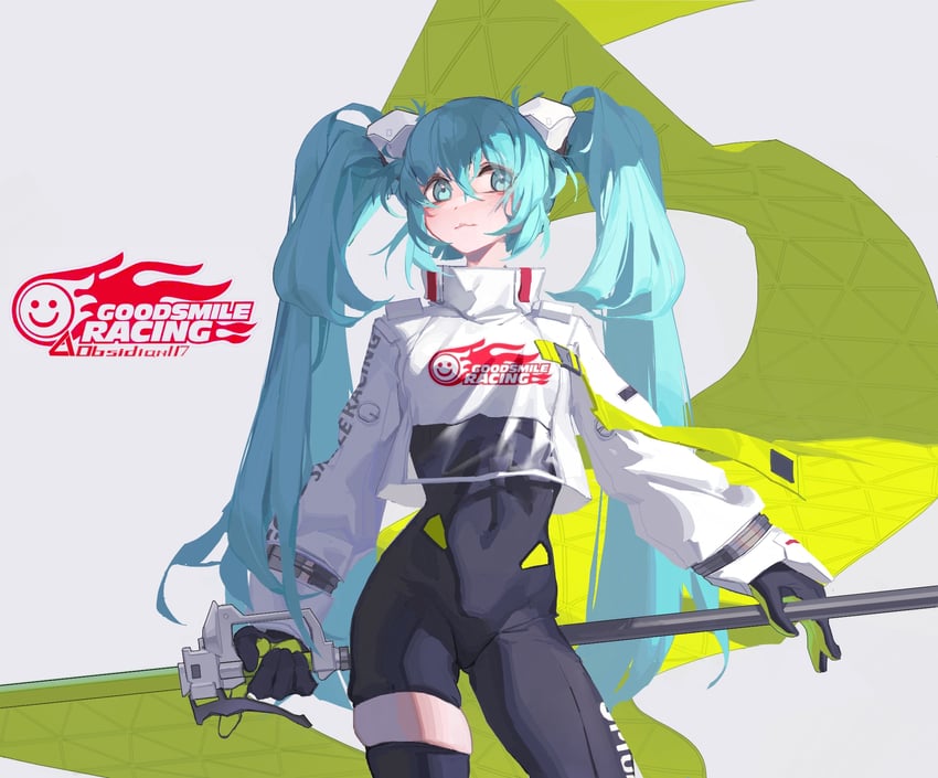 hatsune miku and racing miku (vocaloid and 1 more) drawn by obsidian117
