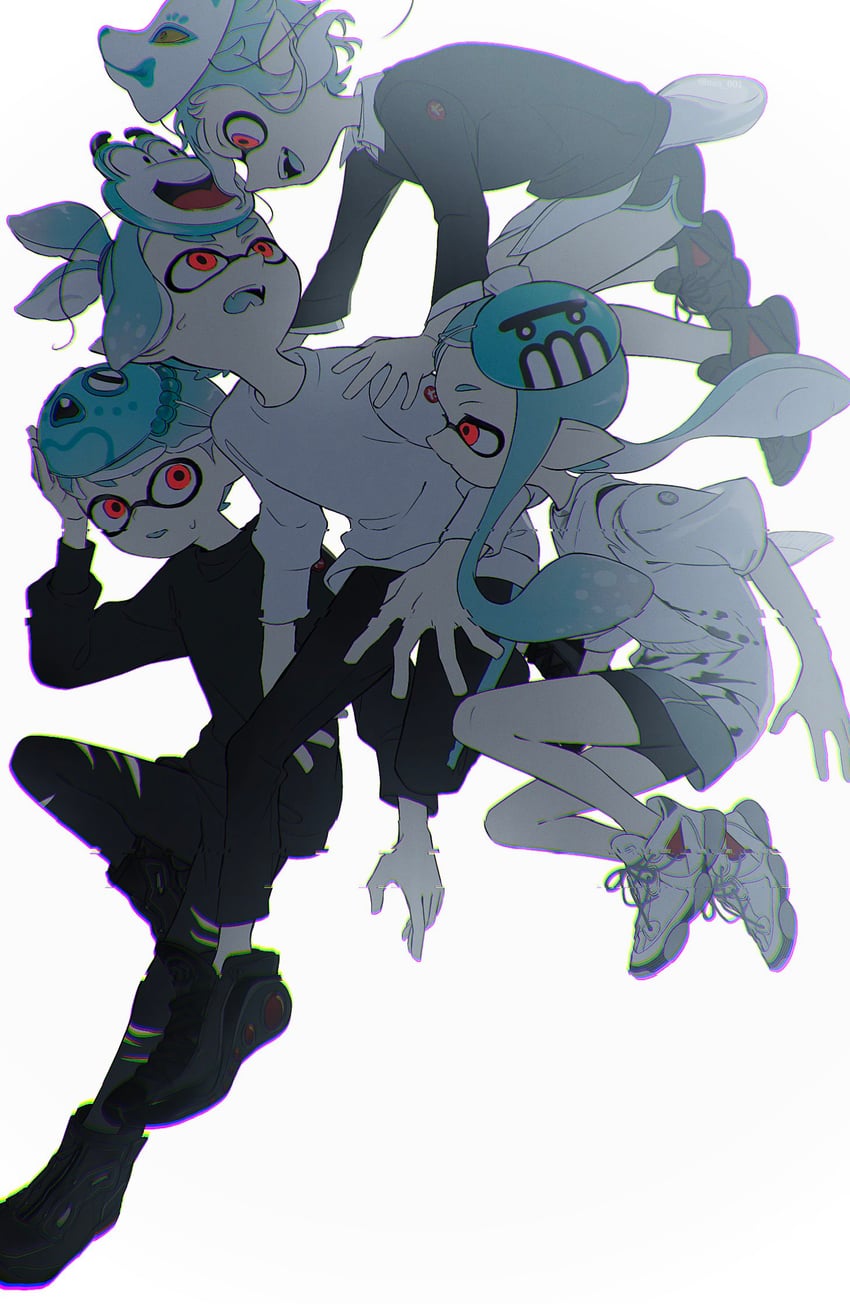 inkling player character, inkling girl, and inkling boy (splatoon) drawn by nuo_001