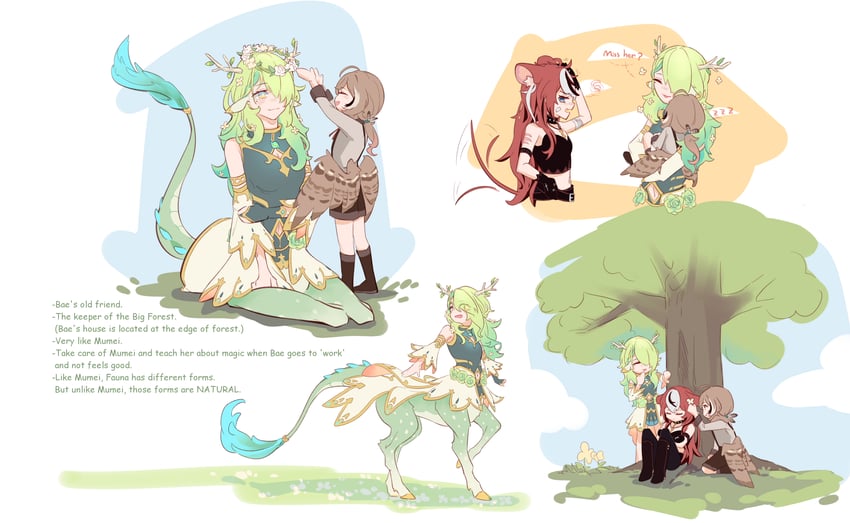 nanashi mumei, hakos baelz, and ceres fauna (hololive and 1 more) drawn by onecolo133