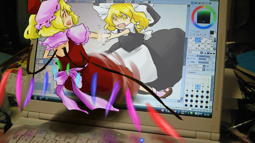 kirisame marisa and flandre scarlet (touhou) drawn by tamaki_hakobe