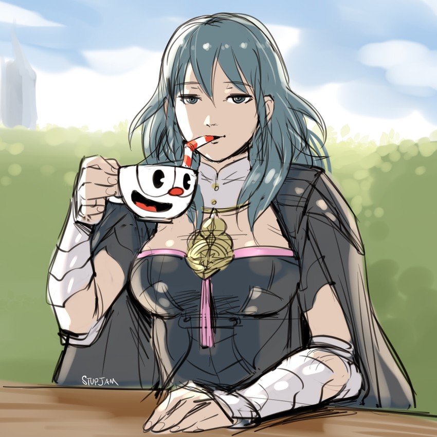 female byleth and cuphead (fire emblem and 3 more) drawn by stup-jam
