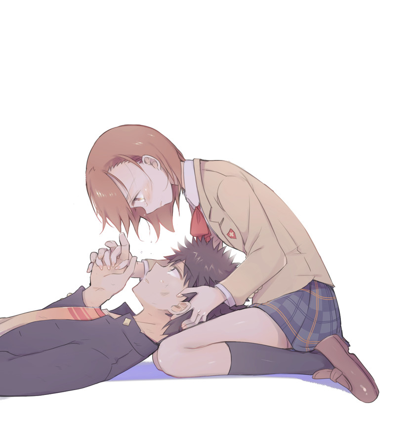 misaka mikoto and kamijou touma (toaru majutsu no index and 1 more) drawn by aidumi