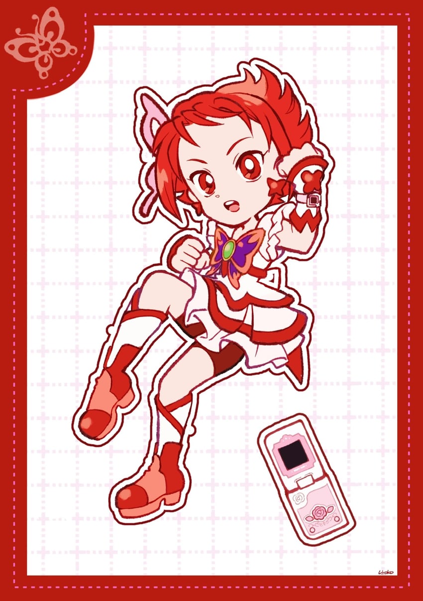 natsuki rin and cure rouge (precure and 1 more) drawn by uwded_207