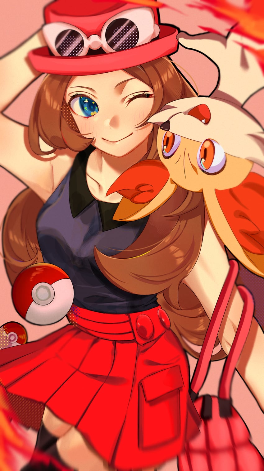 serena and fennekin (pokemon and 1 more) drawn by shin_(puas7474)