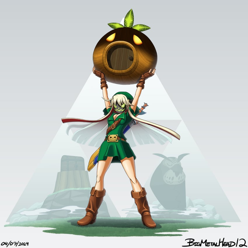 link, jack-o' valentine, and kaepora gaebora (the legend of zelda and 3 more) drawn by bigmetalhead12
