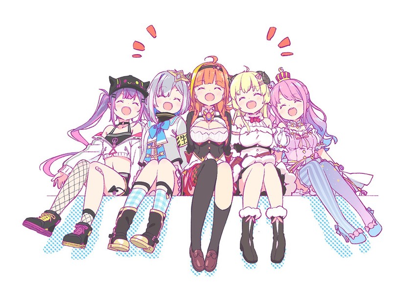 tokoyami towa, amane kanata, kiryu coco, tsunomaki watame, himemori luna, and 1 more (hololive) drawn by kanzaki_hiro