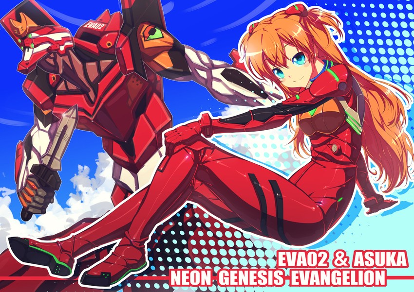 souryuu asuka langley and eva 02 (neon genesis evangelion and 2 more) drawn by is_ii