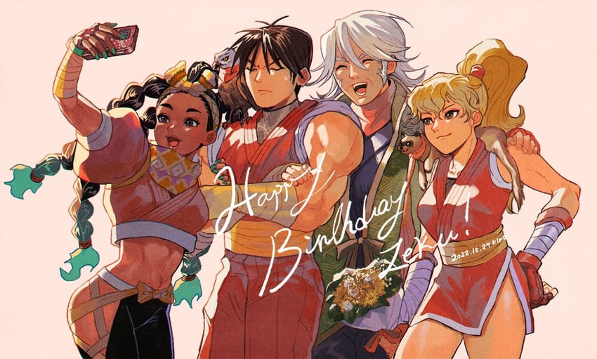 kimberly jackson, genryuusai maki, guy, and zeku (street fighter and 4 more) drawn by kino_(af95221241)