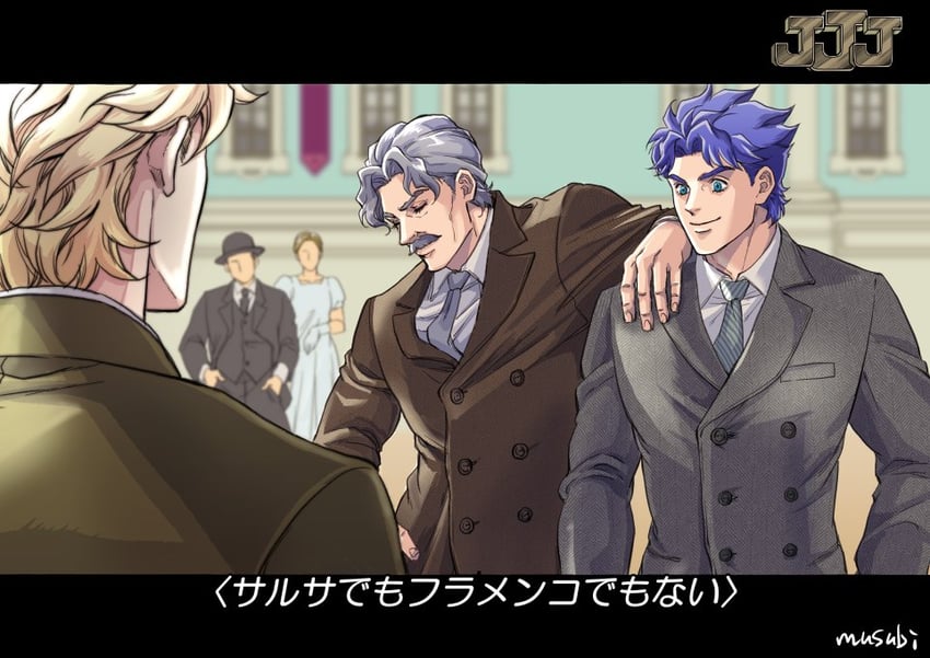 dio brando, jonathan joestar, and george joestar (jojo no kimyou na bouken and 2 more) drawn by musubi_(livnehe)