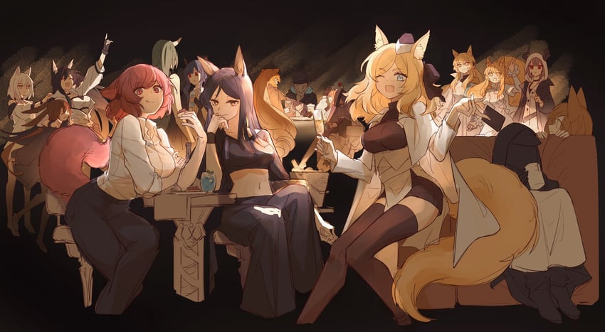 doctor, amiya, kal'tsit, ch'en, hoshiguma, and 11 more (arknights) drawn by kaleka