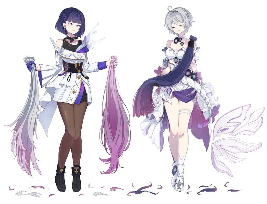kiana kaslana and raiden mei (honkai and 1 more) drawn by keyadraws