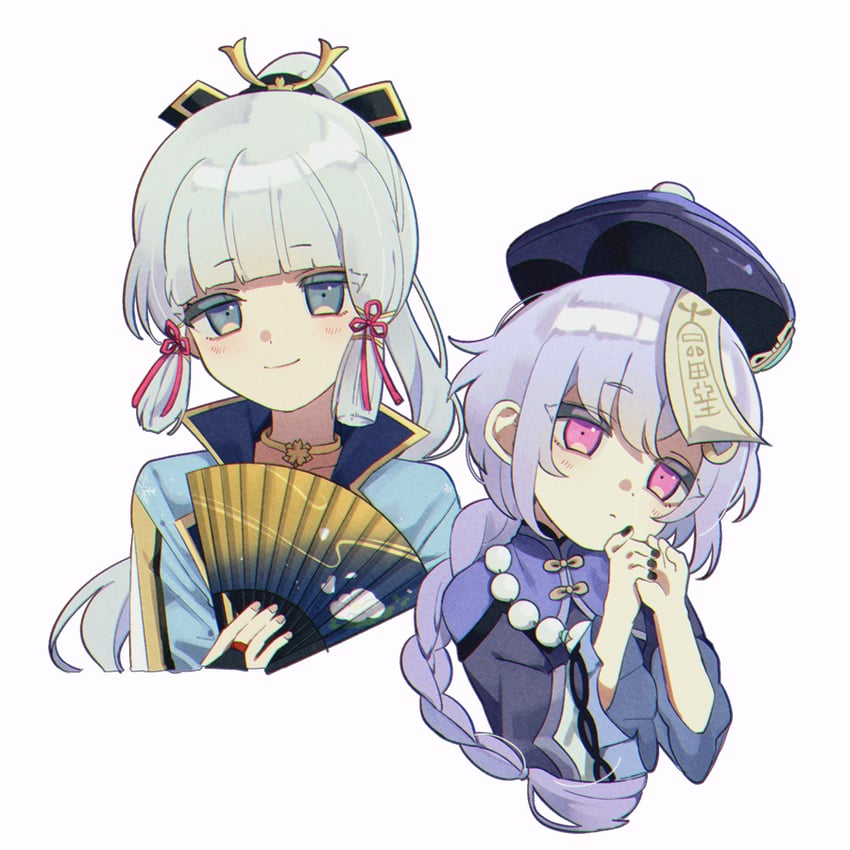 kamisato ayaka and qiqi (genshin impact) drawn by nekoshin_kagari