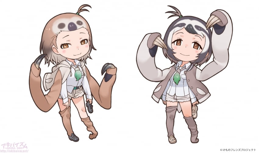 pale-throated three-toed sloth and linnaeus's two-toed sloth (kemono friends) drawn by yoshizaki_mine