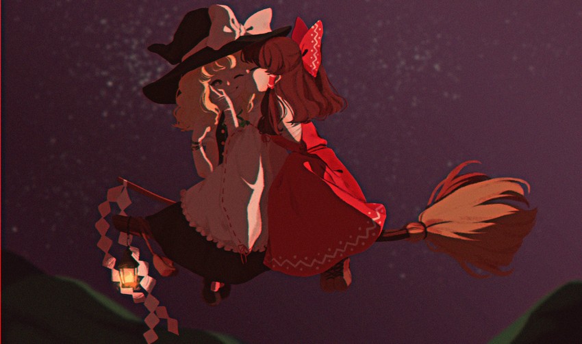 hakurei reimu and kirisame marisa (touhou) drawn by pixie_(milkywaypixies)