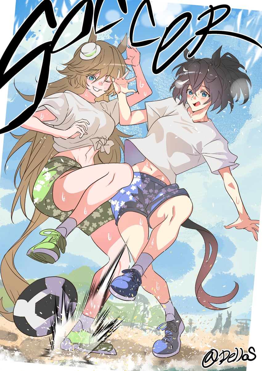 mr. c.b. and katsuragi ace (umamusume) drawn by dellos_17