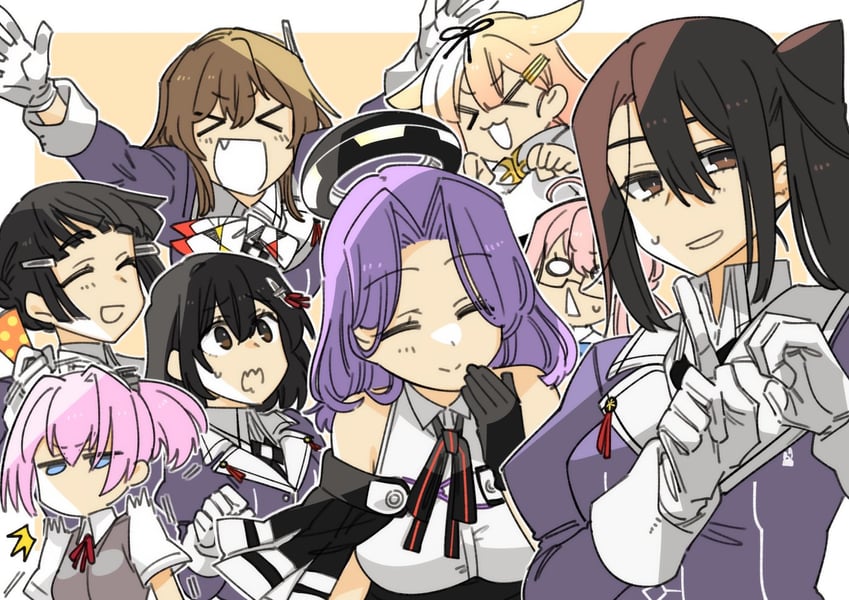yuudachi, yuudachi kai ni, tatsuta, shiranui, ashigara, and 9 more (kantai collection) drawn by higaragi
