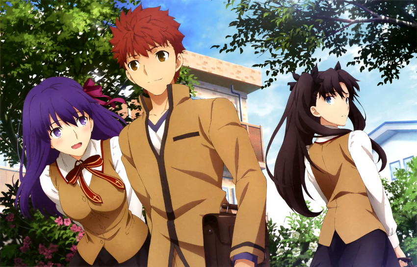 tohsaka rin, emiya shirou, and matou sakura (fate and 3 more) drawn by satou_tetsuto