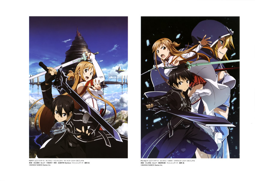 asuna, kirito, and philia (sword art online and 1 more) drawn by adachi_shingo