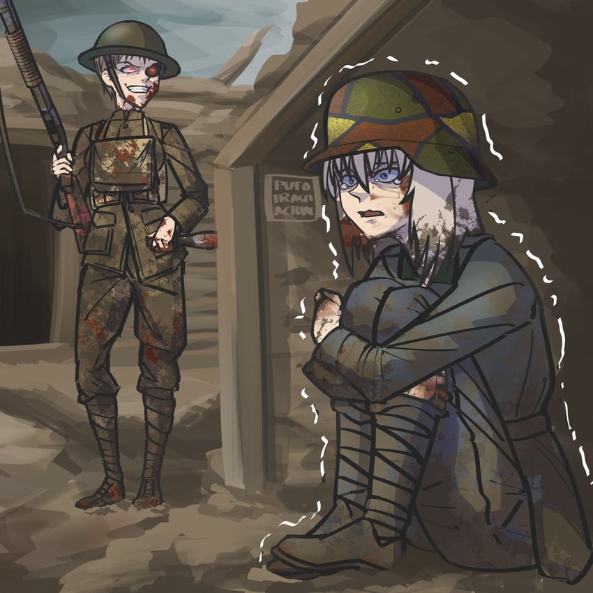 itsumi erika and naomi (girls und panzer) drawn by puto_trash