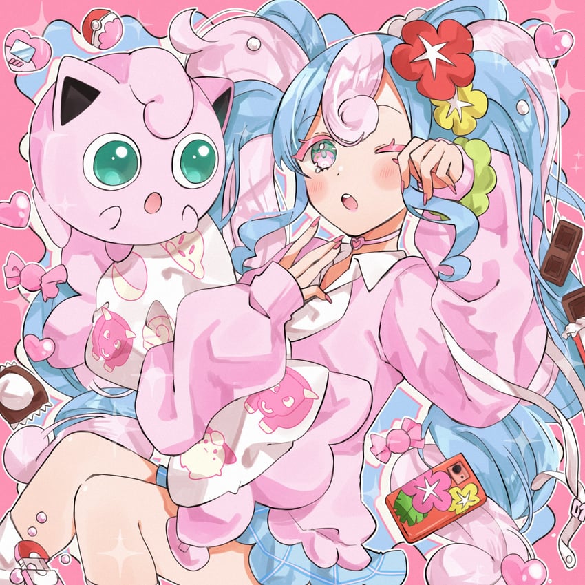 hatsune miku, jigglypuff, and fairy miku (pokemon and 2 more) drawn by hachimiya_mumu