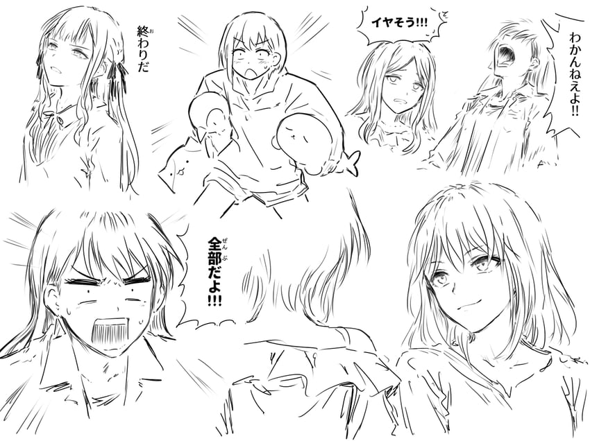 togawa sakiko, nagasaki soyo, shiina taki, yahata umiri, misumi uika, and 2 more (one piece and 3 more) drawn by bullfalk